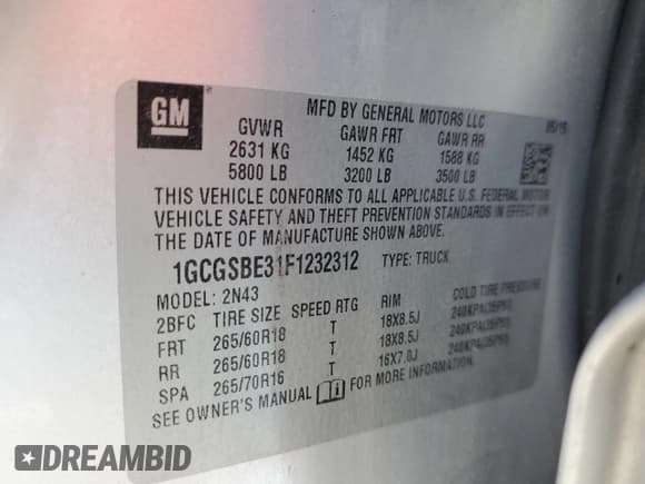 ✅ 2015 Chevrolet Colorado 2WD LT • VIN: 1GCGSBE31F1232312 • Lot: 81906835. Listed on Copart with 86,658 mi. Free auction sales archive from the USA and detailed vehicle history report at DreamBid. Image 12.