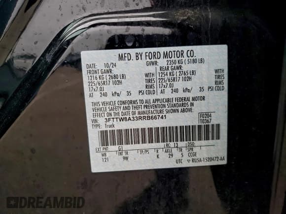 ✅ 2024 Ford Maverick XL • VIN: 3FTTW8A33RRB66741 • Lot: 93744215. Wystawiony na Copart z przebiegiem 10 225 mil. Bezpłatny archiwum sprzedaży aukcyjnych z USA i szczegółowy raport historii pojazdu na DreamBid. Zdjęcie 13.