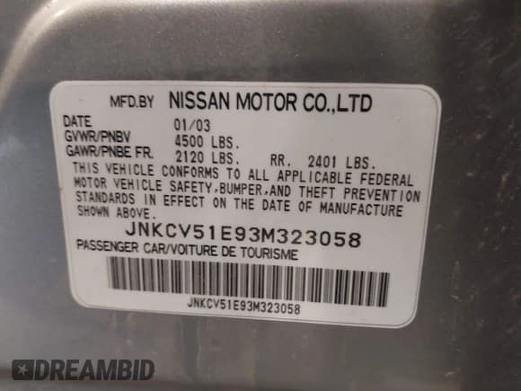 ✅ 2003 Infiniti G35 • VIN: JNKCV51E93M323058 • Лот: 42280508. Опубликован ранее на IAAI с пробегом 183 549 миль. Бесплатный доступ к архиву аукционных продаж из США и подробный отчёт об истории автомобиля на DreamBid. Изображение 9.