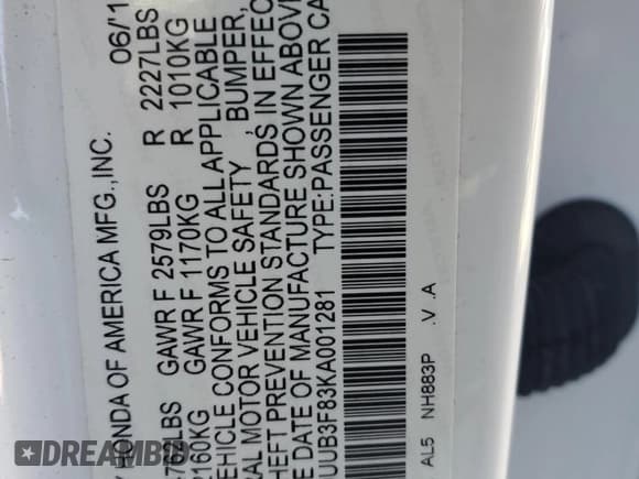 ✅ 2019 Acura TLX Advance • VIN: 19UUB3F83KA001281 • Lot: 91859755. Listed on Copart with 182,402 mi. Free auction sales archive from the USA and detailed vehicle history report at DreamBid. Image 12.