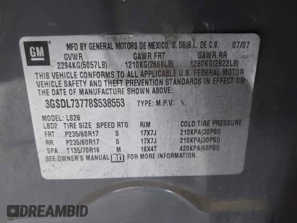 ✅ 2008 Saturn VUE XR • VIN: 3GSDL73778S538553 • Lot: 42630533. Wystawiony na IAAI z przebiegiem 176 618 mil. Bezpłatny archiwum sprzedaży aukcyjnych z USA i szczegółowy raport historii pojazdu na DreamBid. Zdjęcie 9.
