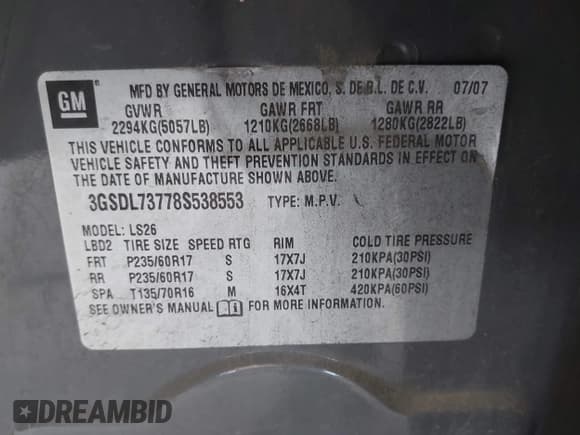 ✅ 2008 Saturn VUE XR • VIN: 3GSDL73778S538553 • Lot: 42630533. Listed on IAAI with 176,618 mi. Free auction sales archive from the USA and detailed vehicle history report at DreamBid. Image 9.