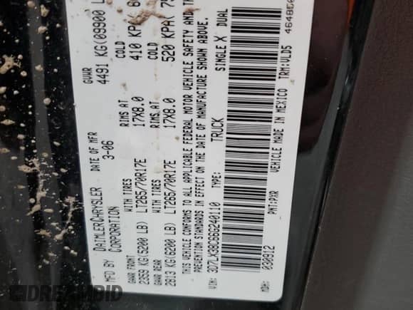 2006 Dodge 3500 SLT z VIN 3D7LX38C66G240110, wystawiony jako Copart lot #83645434 z przebiegiem 219 978 mil mil oraz Czysty tytuł • Clean title. Historia ofert i sprzedaży dostępna na DreamBid. Obrazek 12.