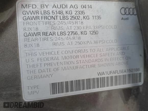 ✅ 2014 Audi allroad A4 Premium Plus • VIN: WA1UFAFL5EA150186 • Lot: 71501805. Listed on Copart with 155,163 mi. Free auction sales archive from the USA and detailed vehicle history report at DreamBid. Image 12.