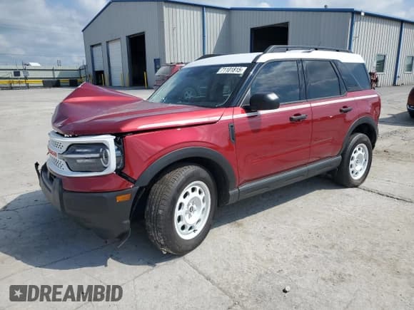 ✅ 2025 Ford Bronco Sport Heritage • VIN: 3FMCR9GN1SRE84381 • Lot: 71101815. Wystawiony na Copart z przebiegiem 1 442 mil. Bezpłatny archiwum sprzedaży aukcyjnych z USA i szczegółowy raport historii pojazdu na DreamBid. Zdjęcie 1.
