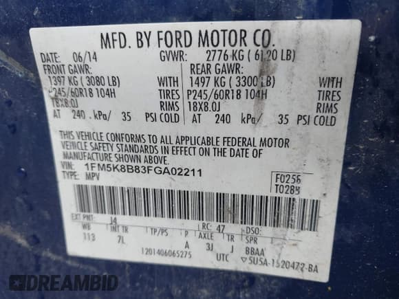 ✅ 2015 Ford Explorer • VIN: 1FM5K8B83FGA02211 • Lot: 43103114. Listed on IAAI with 159,153 mi. Free auction sales archive from the USA and detailed vehicle history report at DreamBid. Image 9.