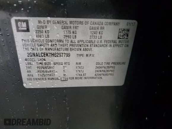 ✅ 2017 Chevrolet Equinox LT • VIN: 2GNALCEK7H6297799 • Лот: 82753255. Опубликован ранее на Copart с пробегом 123 448 миль. Бесплатный доступ к архиву аукционных продаж из США и подробный отчёт об истории автомобиля на DreamBid. Изображение 13.