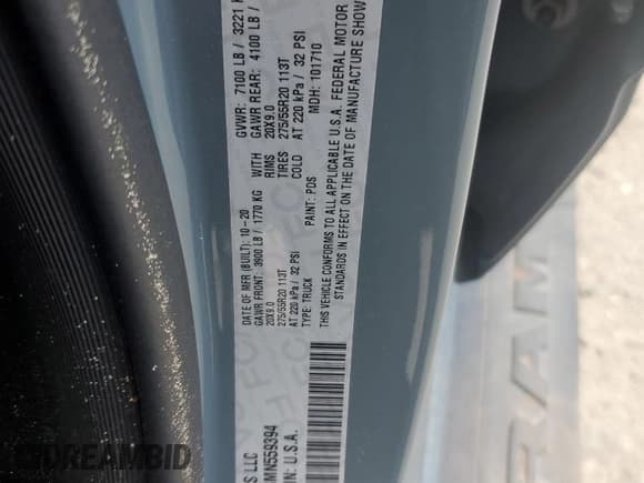 ✅ 2021 Ram 1500 Lone Star • VIN: 1C6SRFFT8MN559394 • Lot: 61243005. Listed on Copart with 45,075 mi. Free auction sales archive from the USA and detailed vehicle history report at DreamBid. Image 12.