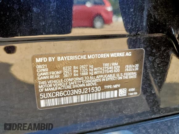 ✅ 2022 BMW X5 xDrive40i • VIN: 5UXCR6C03N9J21530 • Lot: 89696575. Listed on Copart with 87,822 mi. Free auction sales archive from the USA and detailed vehicle history report at DreamBid. Image 13.