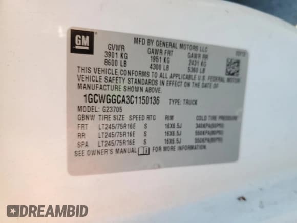 ✅ 2012 Chevrolet Express Cargo • VIN: 1GCWGGCA3C1150136 • Lot: 81989674. Listed on Copart with 294,228 mi. Free auction sales archive from the USA and detailed vehicle history report at DreamBid. Image 13.