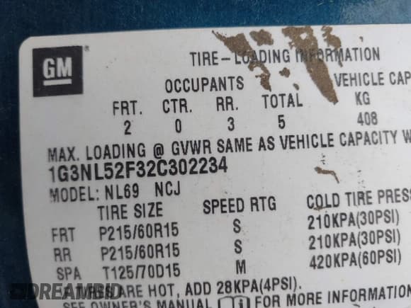 ✅ 2002 Oldsmobile Alero GL1 • VIN: 1G3NL52F32C302234 • Лот: 42189960. Опубликован ранее на IAAI с пробегом 117 596 миль. Бесплатный доступ к архиву аукционных продаж из США и подробный отчёт об истории автомобиля на DreamBid. Изображение 9.