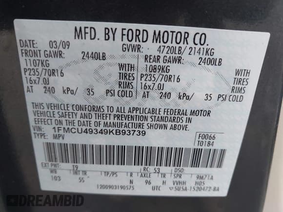 ✅ 2009 Ford Escape Hybrid • VIN: 1FMCU49349KB93739 • Лот: 43514245. Опубликован ранее на IAAI с пробегом 128 350 миль. Бесплатный доступ к архиву аукционных продаж из США и подробный отчёт об истории автомобиля на DreamBid. Изображение 9.