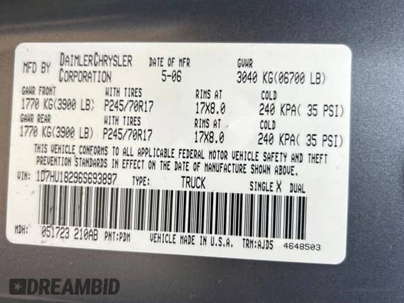 2006 Dodge 1500 Laramie z VIN 1D7HU18296S693897, wystawiony jako Copart lot #71752305 z przebiegiem 140 599 mil mil oraz Czysty tytuł • Clean title. Historia ofert i sprzedaży dostępna na DreamBid. Obrazek 10.