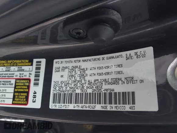 ✅ 2022 Toyota Tacoma SR • VIN: 3TYCZ5AN6NT071805 • Лот: 42881063. Опубликован ранее на IAAI с пробегом 32 177 миль. Бесплатный доступ к архиву аукционных продаж из США и подробный отчёт об истории автомобиля на DreamBid. Изображение 8.