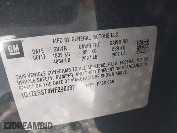 2017 Chevrolet Malibu LT with VIN 1G1ZE5ST4HF290337, listed as a IAAI auction lot 43350087 with 66,346 mi miles and . Bid and sale history available at DreamBid. Image 9.