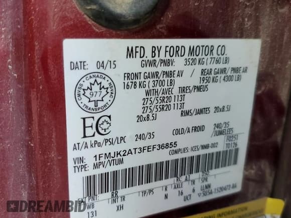 ✅ 2015 Ford Expedition Max Limited • VIN: 1FMJK2AT3FEF36855 • Lot: 81139015. Wystawiony na Copart z przebiegiem 155 896 mil. Bezpłatny archiwum sprzedaży aukcyjnych z USA i szczegółowy raport historii pojazdu na DreamBid. Zdjęcie 14.