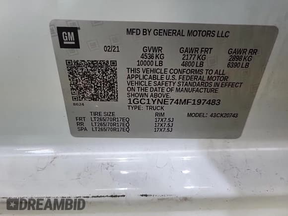 ✅ 2021 Chevrolet Silverado 2500HD LT • VIN: 1GC1YNE74MF197483 • Lot: 43014262. Wystawiony na IAAI z przebiegiem 138 082 mil. Bezpłatny archiwum sprzedaży aukcyjnych z USA i szczegółowy raport historii pojazdu na DreamBid. Zdjęcie 1.