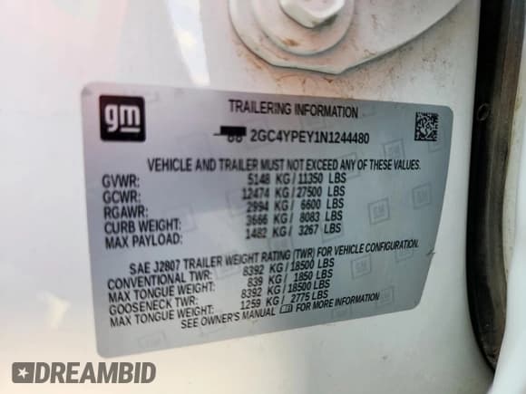 ✅ 2022 Chevrolet Silverado 2500HD LTZ • VIN: 2GC4YPEY1N1244480 • Lot: 80844015. Listed on Copart with 88,441 mi. Free auction sales archive from the USA and detailed vehicle history report at DreamBid. Image 12.