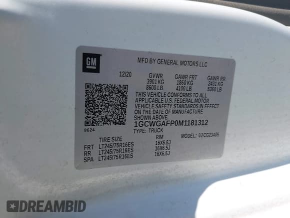 ✅ 2021 Chevrolet Express Cargo • VIN: 1GCWGAFP0M1181312 • Lot: 42419790. Listed on IAAI with 110,271 mi. Free auction sales archive from the USA and detailed vehicle history report at DreamBid. Image 9.