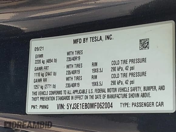 ✅ 2021 Tesla Model 3 Long Range • VIN: 5YJ3E1EB0MF062004 • Lot: 43516419. Wystawiony na IAAI z przebiegiem Nie podano. Bezpłatny archiwum sprzedaży aukcyjnych z USA i szczegółowy raport historii pojazdu na DreamBid. Zdjęcie 9.