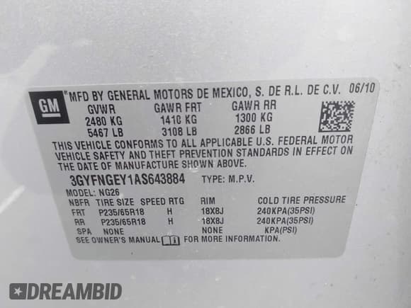 ✅ 2010 Cadillac SRX • VIN: 3GYFNGEY1AS643884 • Лот: 42082319. Опубликован ранее на IAAI с пробегом 167 617 миль. Бесплатный доступ к архиву аукционных продаж из США и подробный отчёт об истории автомобиля на DreamBid. Изображение 9.