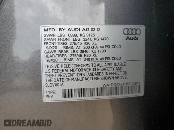 ✅ 2013 Audi Q7 S line Prestige • VIN: WA1DGAFE1DD012849 • Lot: 82045735. Listed on Copart with 142,203 mi. Free auction sales archive from the USA and detailed vehicle history report at DreamBid. Image 13.