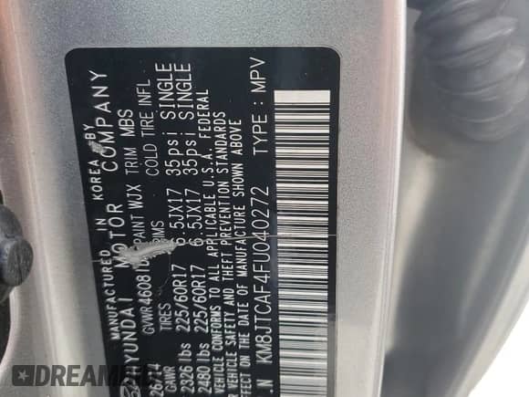 ✅ 2015 Hyundai Tucson GLS • VIN: KM8JTCAF4FU040272 • Лот: 81977675. Опубликован ранее на Copart с пробегом 114 780 миль. Бесплатный доступ к архиву аукционных продаж из США и подробный отчёт об истории автомобиля на DreamBid. Изображение 13.