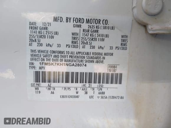 ✅ 2022 Ford Explorer ST-Line • VIN: 1FMSK7KH1NGA28074 • Lot: 41733112. Wystawiony na IAAI z przebiegiem 82 055 mil. Bezpłatny archiwum sprzedaży aukcyjnych z USA i szczegółowy raport historii pojazdu na DreamBid. Zdjęcie 9.