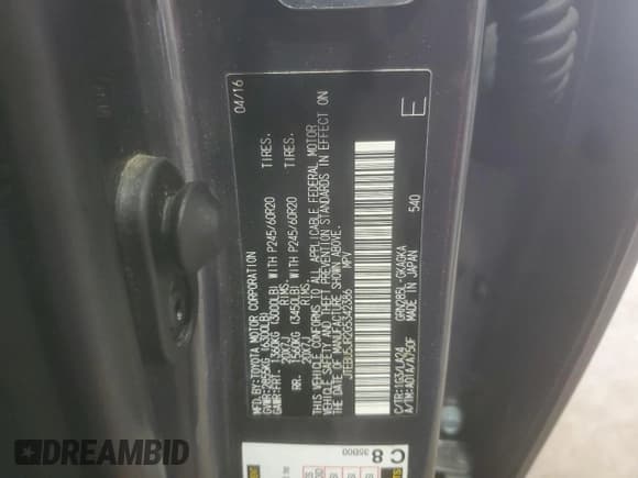 ✅ 2016 Toyota 4Runner Limited • VIN: JTEBU5JR2G5342386 • Lot: 81070815. Listed on Copart with 90,838 mi. Free auction sales archive from the USA and detailed vehicle history report at DreamBid. Image 14.