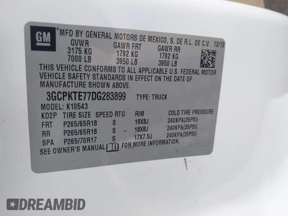 ✅ 2013 Chevrolet Silverado 1500 LTZ • VIN: 3GCPKTE77DG283899 • Lot: 42970590. Listed on IAAI with 122,145 mi. Free auction sales archive from the USA and detailed vehicle history report at DreamBid. Image 9.