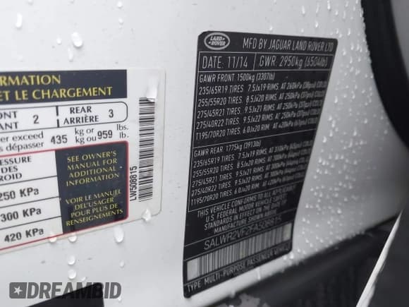 ✅ 2015 Land Rover Range Rover Sport HSE • VIN: SALWR2VF2FA508815 • Lot: 43802773. Wystawiony na IAAI z przebiegiem 150 385 mil. Bezpłatny archiwum sprzedaży aukcyjnych z USA i szczegółowy raport historii pojazdu na DreamBid. Zdjęcie 9.