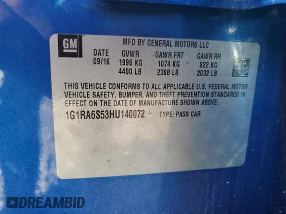 ✅ 2017 Chevrolet Volt LT • VIN: 1G1RA6S53HU140072 • Lot: 69059704. Wystawiony na Copart z przebiegiem Nie podano. Bezpłatny archiwum sprzedaży aukcyjnych z USA i szczegółowy raport historii pojazdu na DreamBid. Zdjęcie 12.