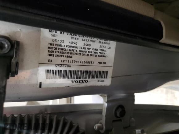 ✅ 2004 Volvo V70 • VIN: YV1SJ59H142368882 • Lot: 67476645. Listed on Copart with Not provided. Free auction sales archive from the USA and detailed vehicle history report at DreamBid. Image 12.