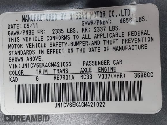 ✅ 2012 Infiniti G37 Journey • VIN: JN1CV6EK4CM421022 • Лот: 41739835. Опубликован ранее на IAAI с пробегом 123 722 миль. Бесплатный доступ к архиву аукционных продаж из США и подробный отчёт об истории автомобиля на DreamBid. Изображение 9.