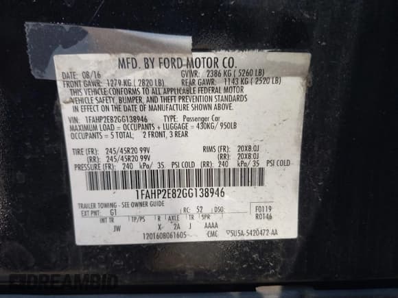 ✅ 2016 Ford Taurus SEL • VIN: 1FAHP2E82GG138946 • Лот: 43358350. Опубликован ранее на IAAI с пробегом 110 713 миль. Бесплатный доступ к архиву аукционных продаж из США и подробный отчёт об истории автомобиля на DreamBid. Изображение 9.