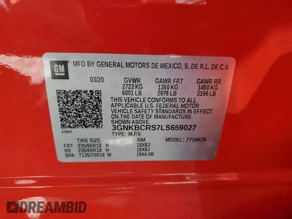 ✅ 2020 Chevrolet Blazer LT • VIN: 3GNKBCRS7LS659027 • Lot: 82396905. Listed on Copart with 63,243 mi. Free auction sales archive from the USA and detailed vehicle history report at DreamBid. Image 13.