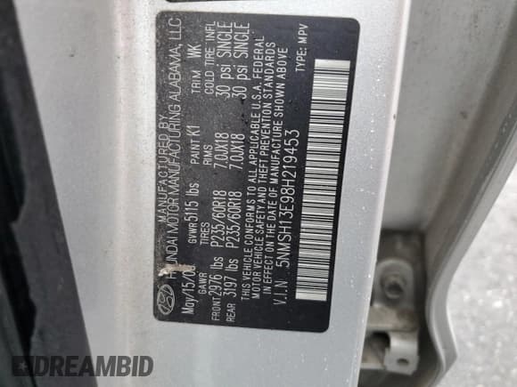 ✅ 2008 Hyundai Santa Fe SE • VIN: 5NMSH13E98H219453 • Lot: 84154904. Listed on Copart with 256,019 mi. Free auction sales archive from the USA and detailed vehicle history report at DreamBid. Image 13.