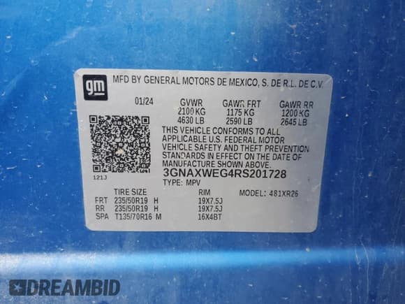 ✅ 2024 Chevrolet Equinox RS • VIN: 3GNAXWEG4RS201728 • Lot: 80743685. Wystawiony na Copart z przebiegiem 40 716 mil. Bezpłatny archiwum sprzedaży aukcyjnych z USA i szczegółowy raport historii pojazdu na DreamBid. Zdjęcie 13.