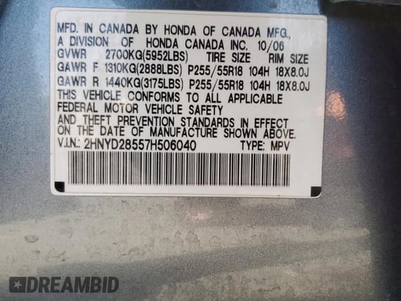 ✅ 2007 Acura MDX Sport • VIN: 2HNYD28557H506040 • Лот: 60373715. Опубликован ранее на Copart с пробегом 220 702 миль. Бесплатный доступ к архиву аукционных продаж из США и подробный отчёт об истории автомобиля на DreamBid. Изображение 13.