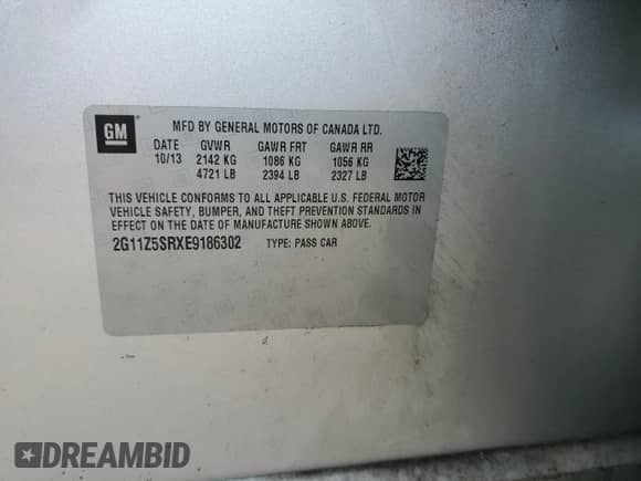 2014 Chevrolet Impala LS Eco с VIN 2G11Z5SRXE9186302, выставлен на аукционе Copart как лот 46040955 с пробегом 108 588 миль миль и Списание • Salvage title. История ставок и продаж доступна на DreamBid. Изображение 12.