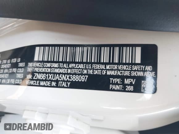 ✅ 2022 Maserati Levante GT • VIN: ZN661XUA5NX388097 • Lot: 41859084. Listed on IAAI with 31,252 mi. Free auction sales archive from the USA and detailed vehicle history report at DreamBid. Image 9.