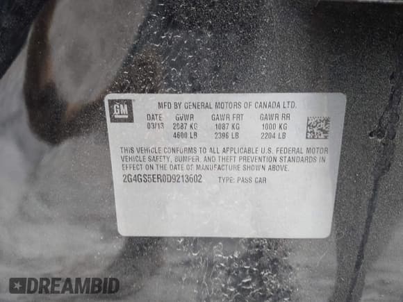 ✅ 2013 Buick Regal Premium 1 • VIN: 2G4GS5ER0D9213602 • Лот: 42271761. Опубликован ранее на IAAI с пробегом 152 028 миль. Бесплатный доступ к архиву аукционных продаж из США и подробный отчёт об истории автомобиля на DreamBid. Изображение 9.