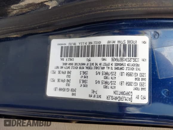 ✅ 2001 Chrysler Voyager • VIN: 1C8GJ253X1B276426 • Lot: 42717957. Wystawiony na IAAI z przebiegiem 185 814 mil. Bezpłatny archiwum sprzedaży aukcyjnych z USA i szczegółowy raport historii pojazdu na DreamBid. Zdjęcie 9.