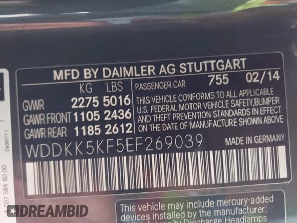 ✅ 2014 Mercedes-Benz E 350 • VIN: WDDKK5KF5EF269039 • Lot: 43385943. Listed on IAAI with 60,402 mi. Free auction sales archive from the USA and detailed vehicle history report at DreamBid. Image 9.