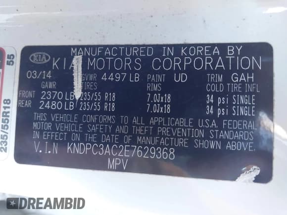 ✅ 2014 Kia Sportage EX • VIN: KNDPC3AC2E7629368 • Lot: 43425507. Listed on IAAI with 216,614 mi. Free auction sales archive from the USA and detailed vehicle history report at DreamBid. Image 9.