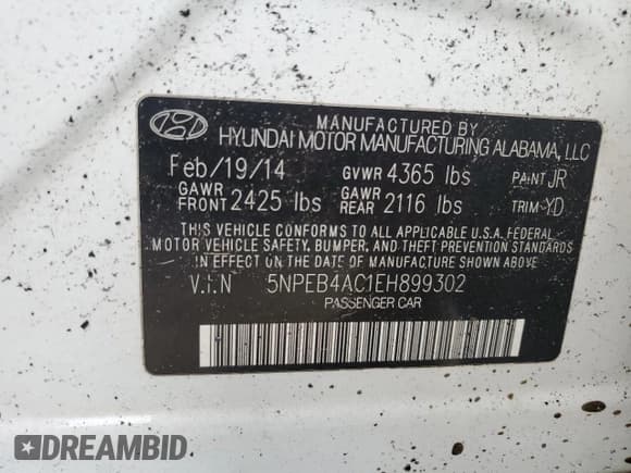 ✅ 2014 Hyundai Sonata GLS • VIN: 5NPEB4AC1EH899302 • Lot: 75284984. Listed on Copart with 70,104 mi. Free auction sales archive from the USA and detailed vehicle history report at DreamBid. Image 12.