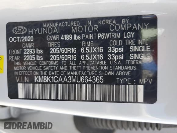 ✅ 2021 Hyundai Kona SE • VIN: KM8K1CAA3MU664365 • Лот: 64270984. Опубликован ранее на Copart с пробегом 41 451 миль. Бесплатный доступ к архиву аукционных продаж из США и подробный отчёт об истории автомобиля на DreamBid. Изображение 13.