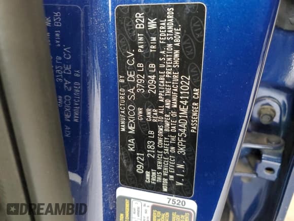 ✅ 2021 Kia Forte EX • VIN: 3KPF54AD1ME411022 • Lot: 81472675. Wystawiony na Copart z przebiegiem 19 106 mil. Bezpłatny archiwum sprzedaży aukcyjnych z USA i szczegółowy raport historii pojazdu na DreamBid. Zdjęcie 12.