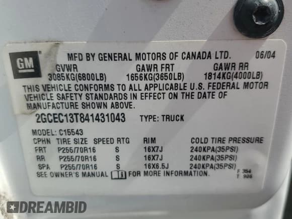 ✅ 2004 Chevrolet Silverado 1500 LS • VIN: 2GCEC13T841431043 • Лот: 69635154. Опубликован ранее на Copart с пробегом 199 307 миль. Бесплатный доступ к архиву аукционных продаж из США и подробный отчёт об истории автомобиля на DreamBid. Изображение 12.