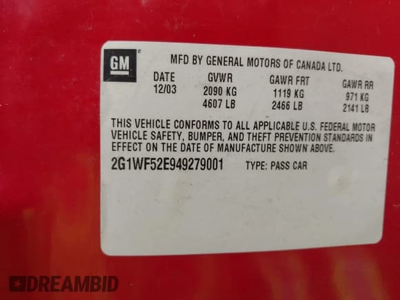 ✅ 2004 Chevrolet Impala • VIN: 2G1WF52E949279001 • Lot: 43140016. Listed on IAAI with 170,855 mi. Free auction sales archive from the USA and detailed vehicle history report at DreamBid. Image 9.